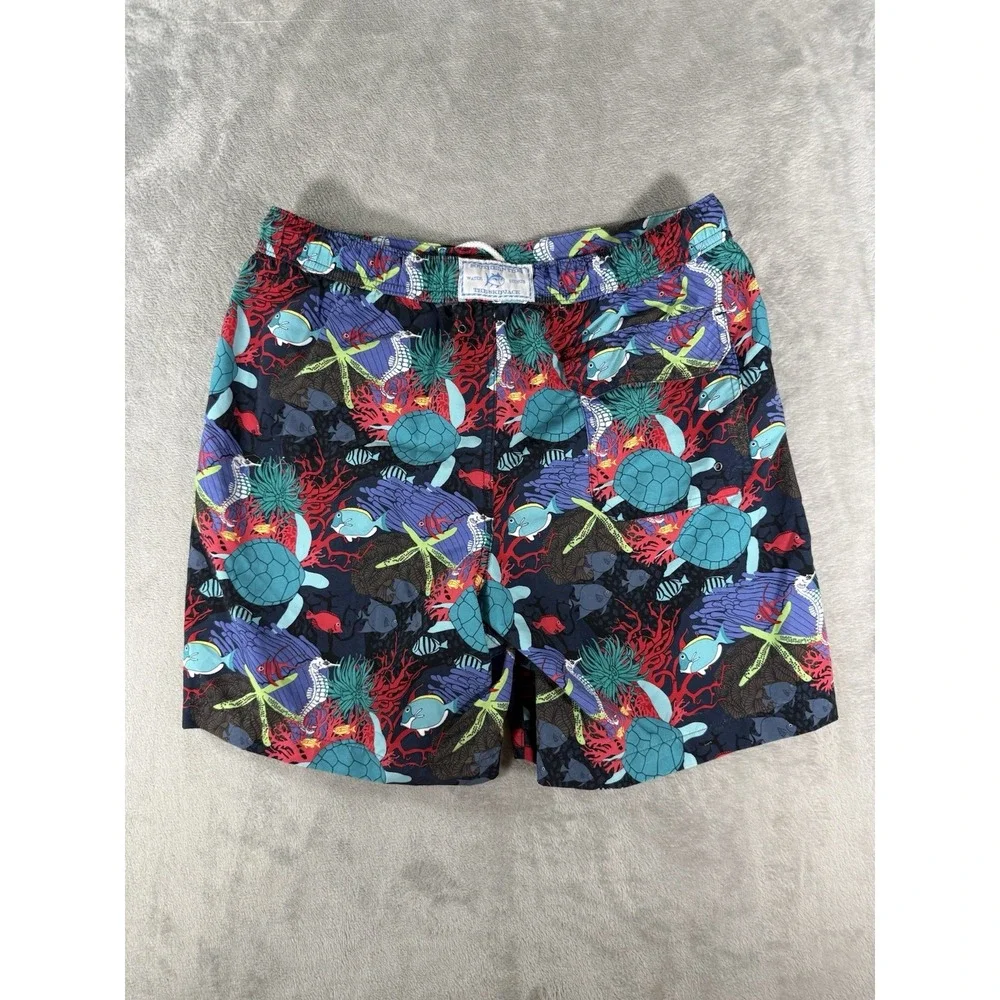 Southern Tide Water Shorts Mens Medium Colorful Skipjack Sea Turtle Swim Trunks